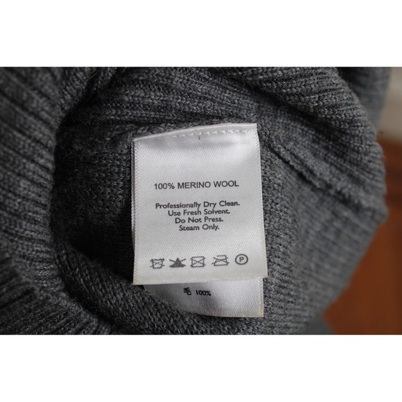 Eddie Bauer M Gray Red 1/4 Zip Merino Wool Fair Isle Mock Neck Sweater - Picture 9 of 9